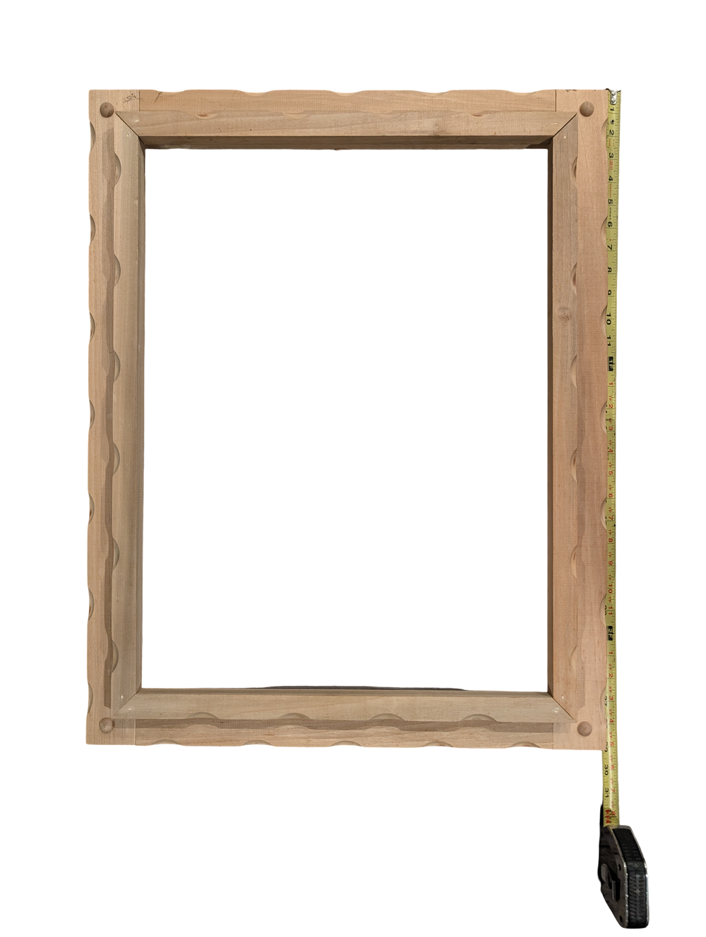 Unique Unfinished Scalloped Wood Art Frame 18in x 24in Opening