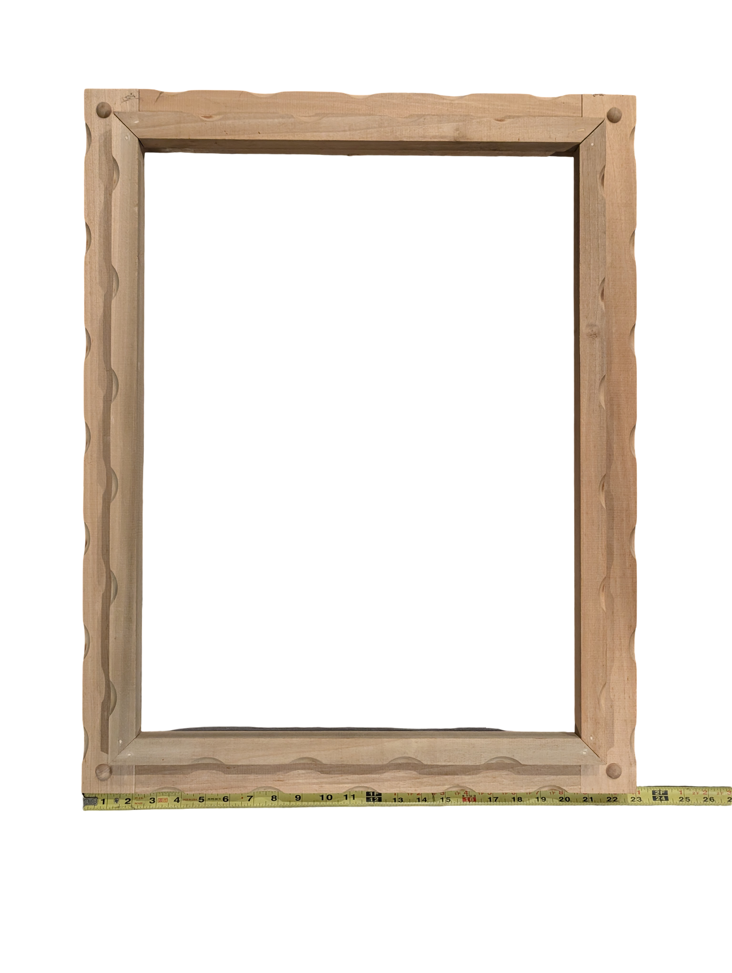 Unique Unfinished Scalloped Wood Art Frame 18in x 24in Opening