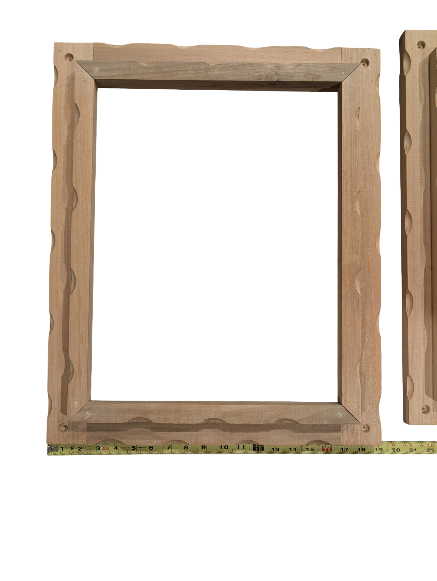 Unique Unfinished Scalloped Wood Art Frame 14in x 18in Opening SET OF TWO