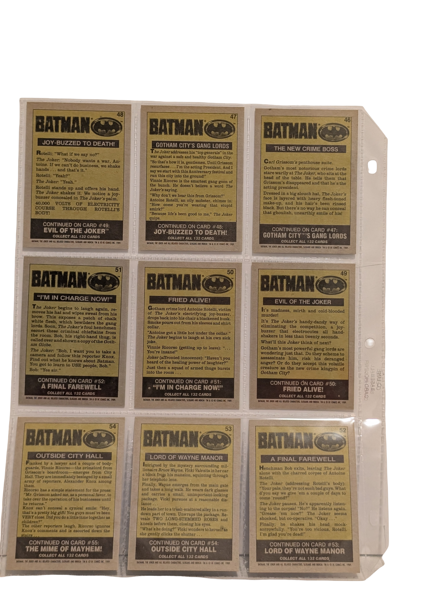 1989 Topps Batman (Series 1) Trading Card Collection