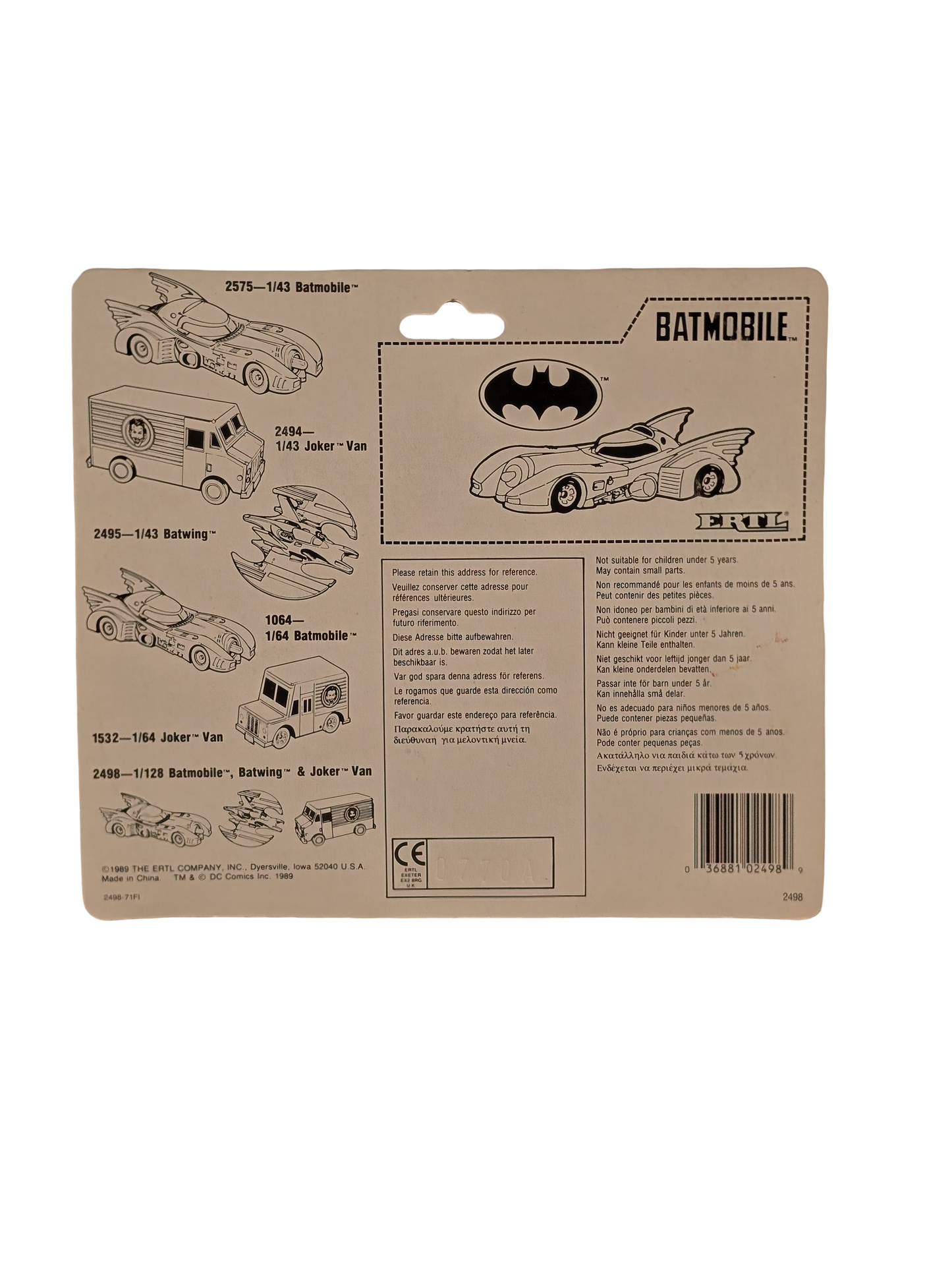 1989 ERTL Batman Micro Size Three-Vehicle Pack