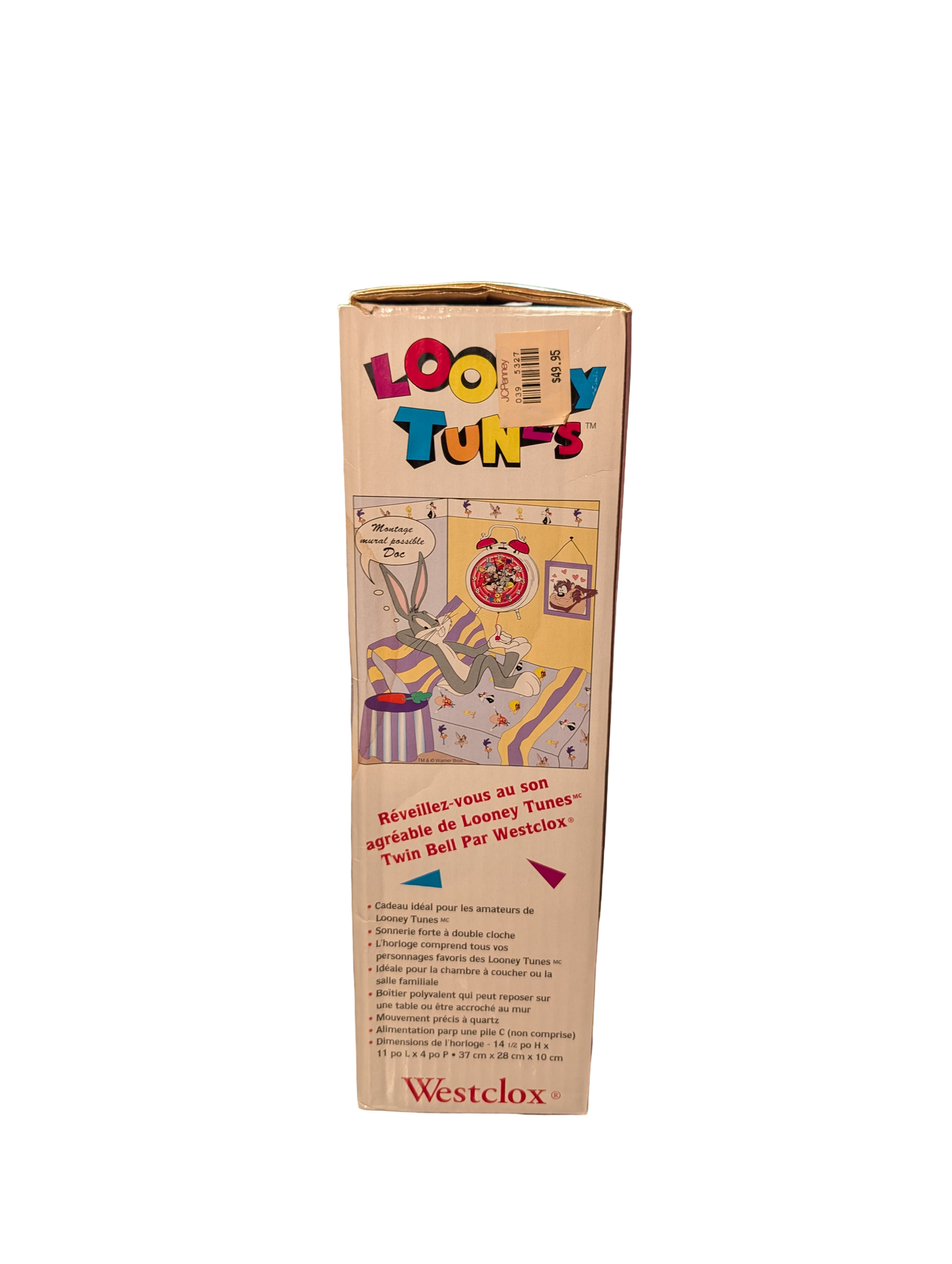 1994 Westclox Gigantic Looney Tunes Twin Bell Alarm Clock