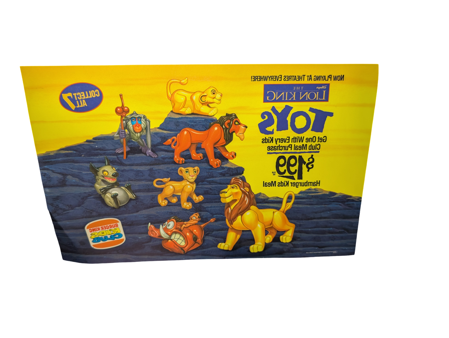1994 Burger King Disney Lion King Translite Sign