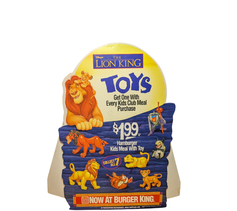 1994 Burger King The Lion King Point-of-Purchase Advertising Display