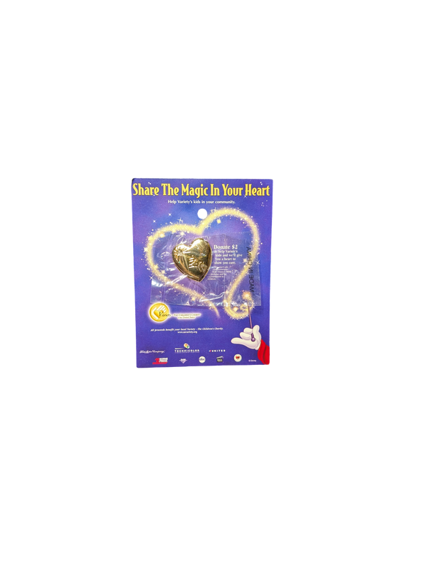2001 Variety The Children’s Charity Walt Disney 100th Birthday Gold Heart Pin