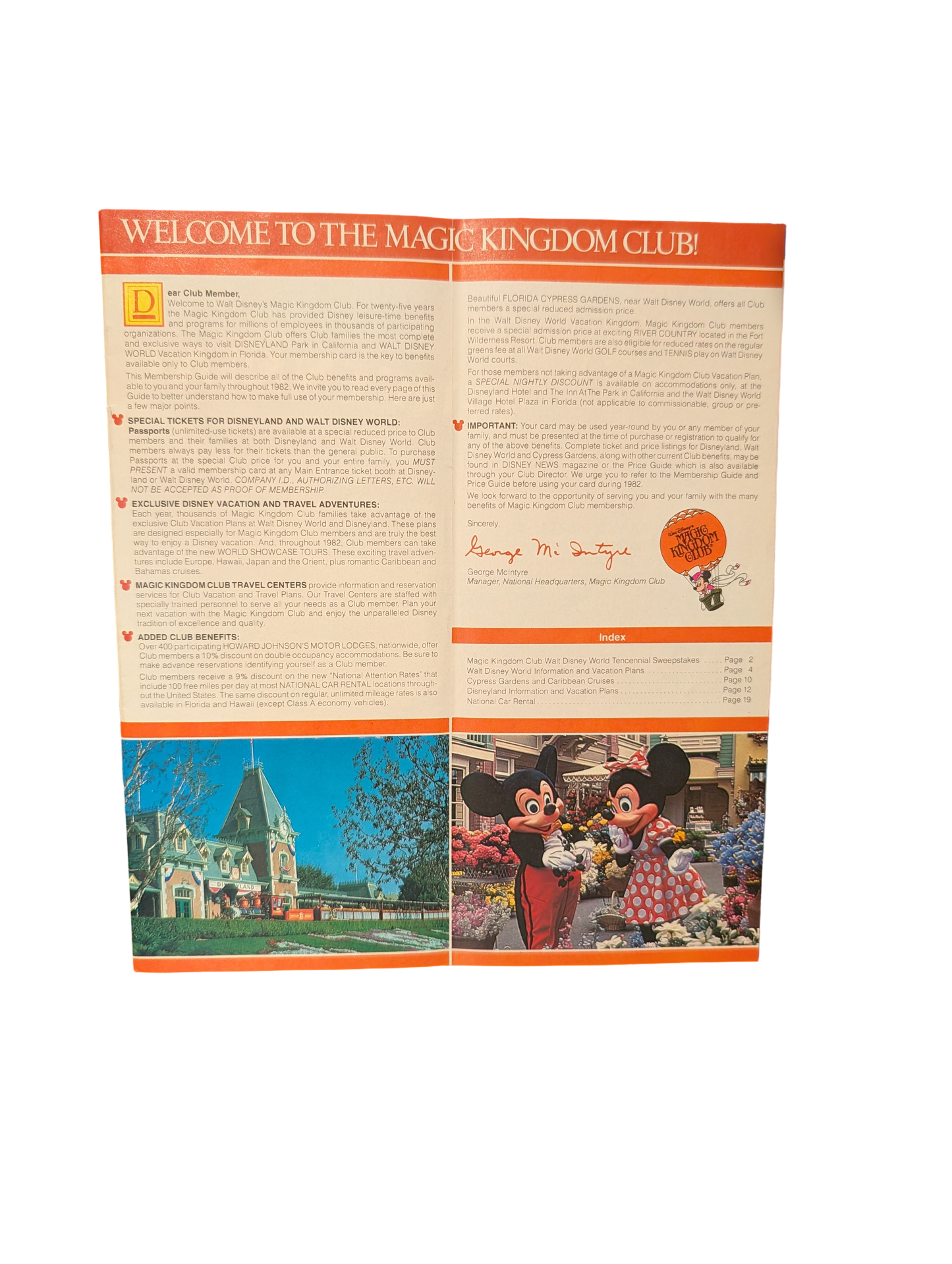 1982 Walt Disney Magic Kingdom Club Tencennial Membership Guide