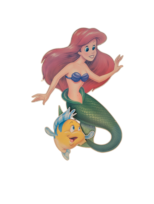 Vintage Disney The Little Mermaid Ariel and Flounder Jointed Wall Decoration (Circa 1989)