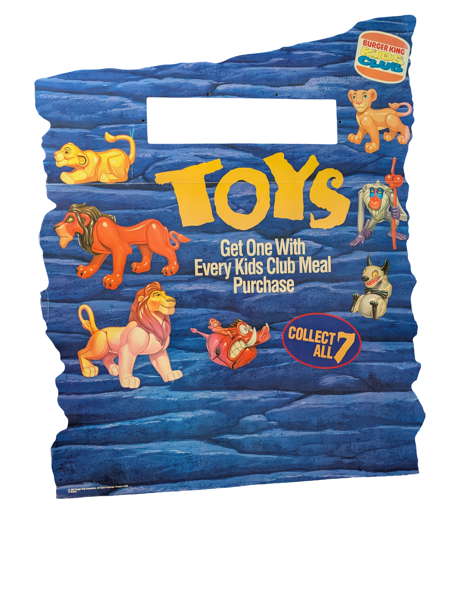 1994 Burger King Disney The Lion King Promotional Cardboard Store Display