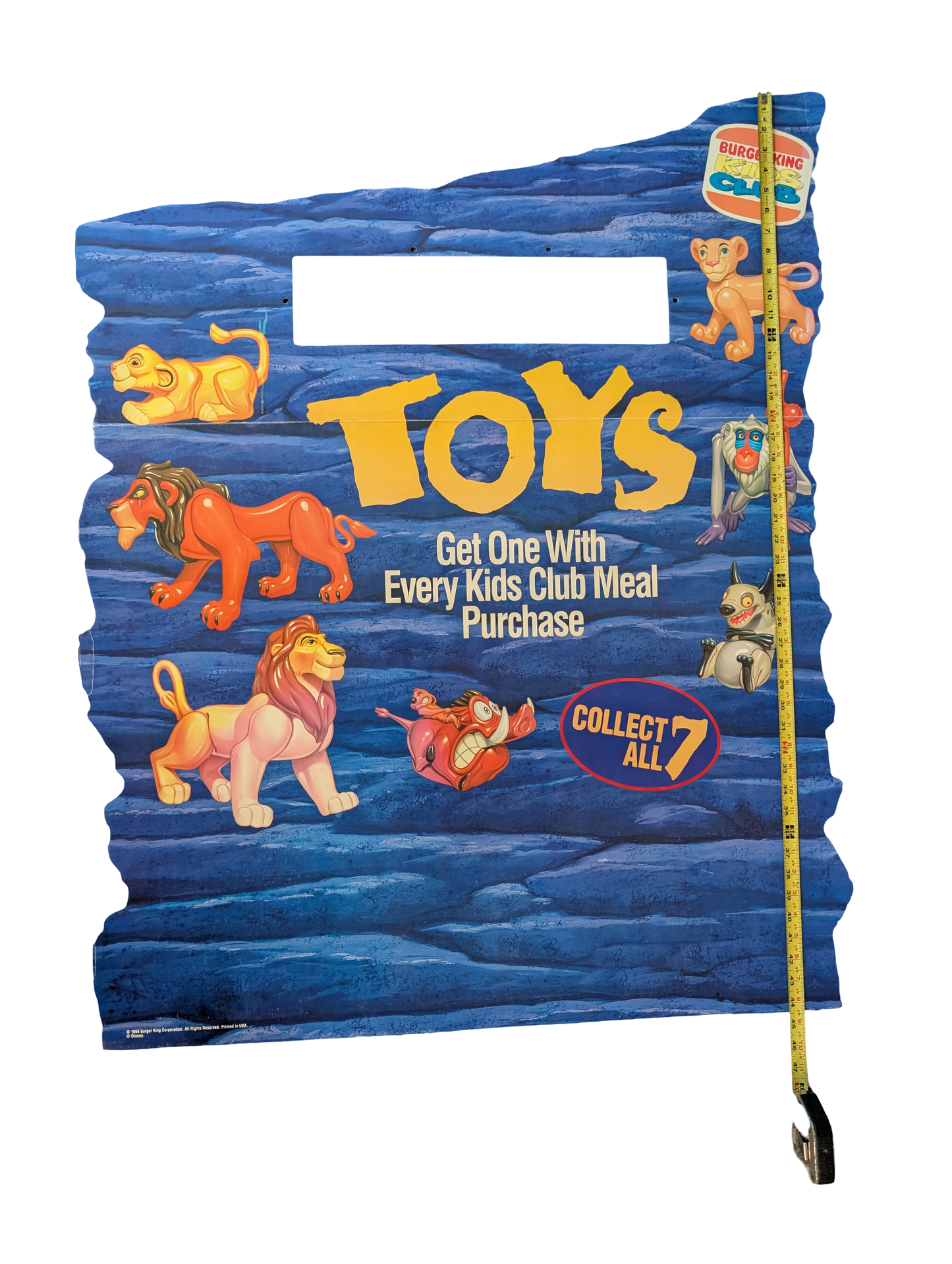 1994 Burger King Disney The Lion King Promotional Cardboard Store Display