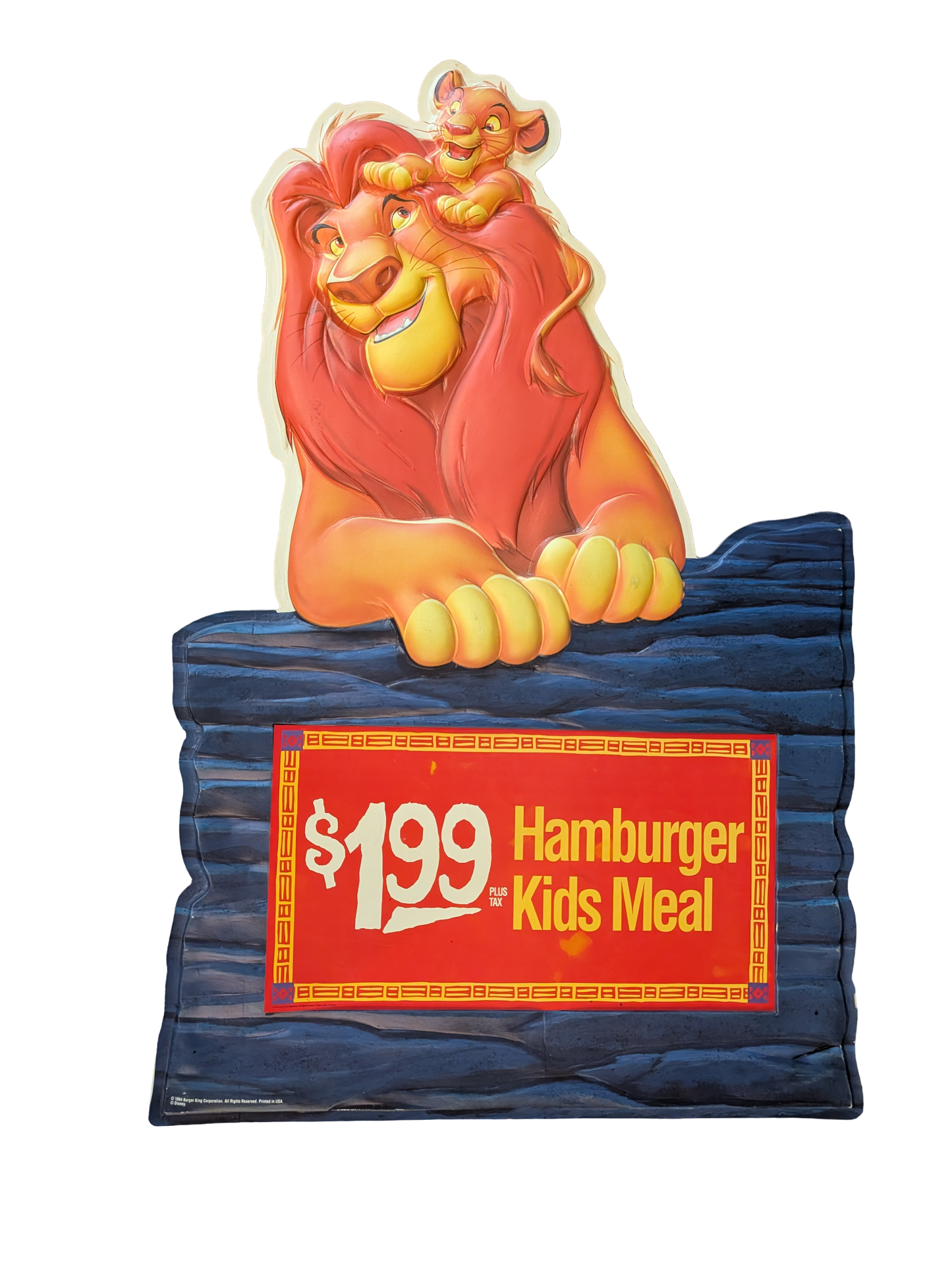 1994 Burger King Disney Lion King Vacuum-Formed Store Display