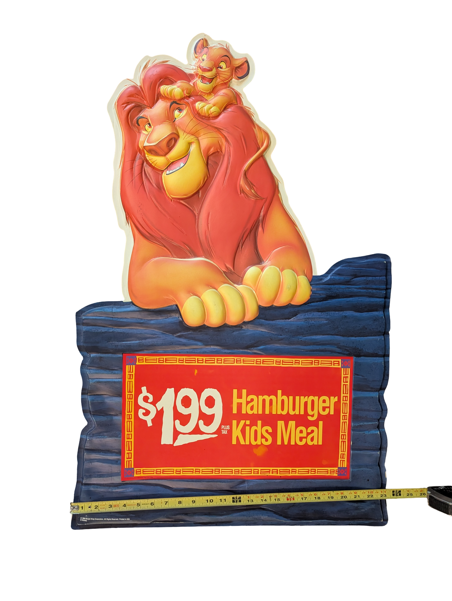1994 Burger King Disney Lion King Vacuum-Formed Store Display