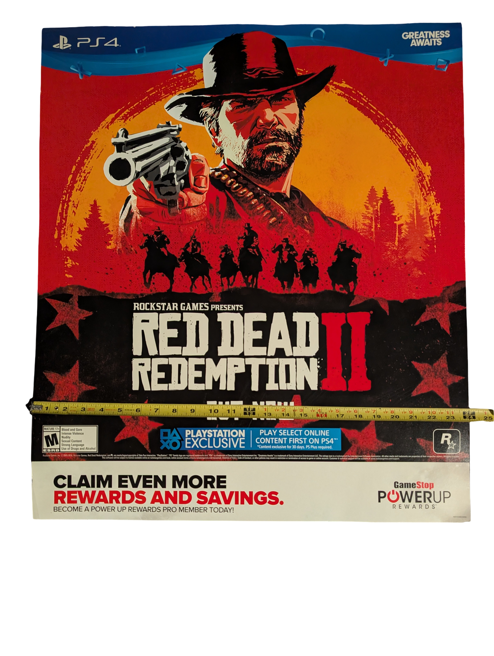 Red Dead Redemption II PS4 Game Stop Poster 24in x 28in