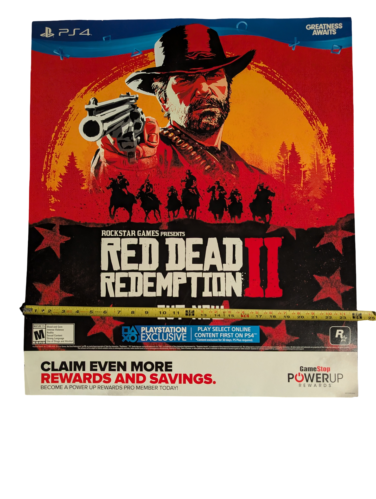 Red Dead Redemption II PS4 Game Stop Poster 24in x 28in