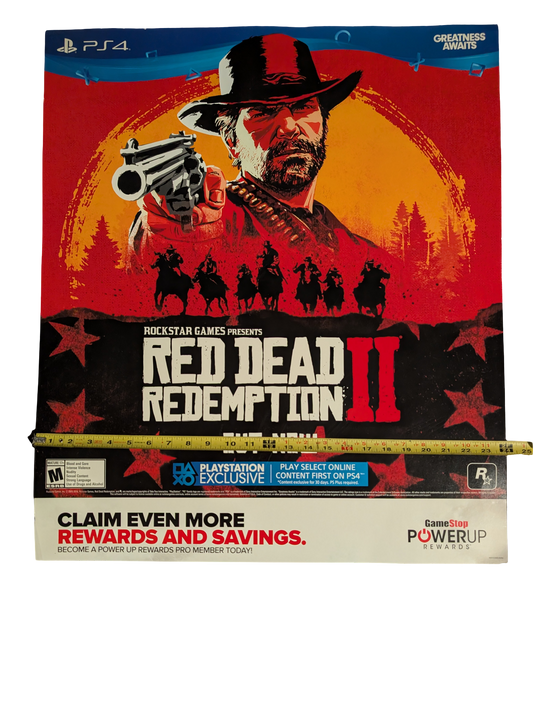 Red Dead Redemption II PS4 Game Stop Poster 24in x 28in