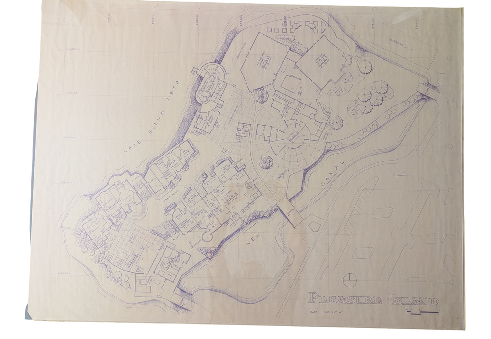Pleasure Island Lake Buena Vista, Florida June 30th, 1987 Blue Print 36in x 48in