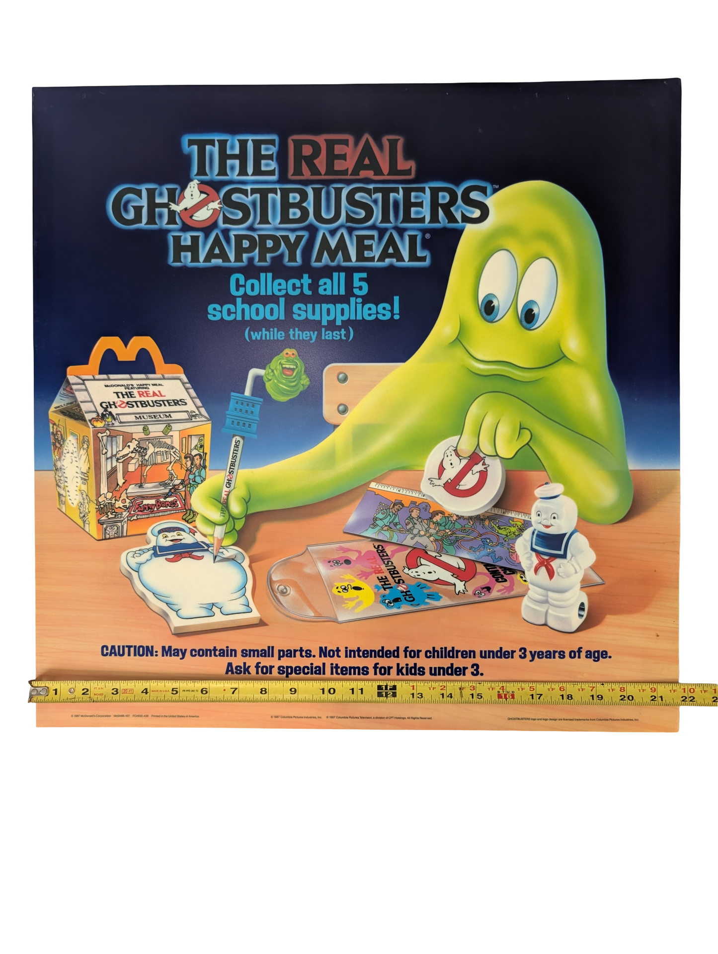 "Ghostbusters" 1987 McDonald's Happy Meal Poster 21.75" x 21.75"
