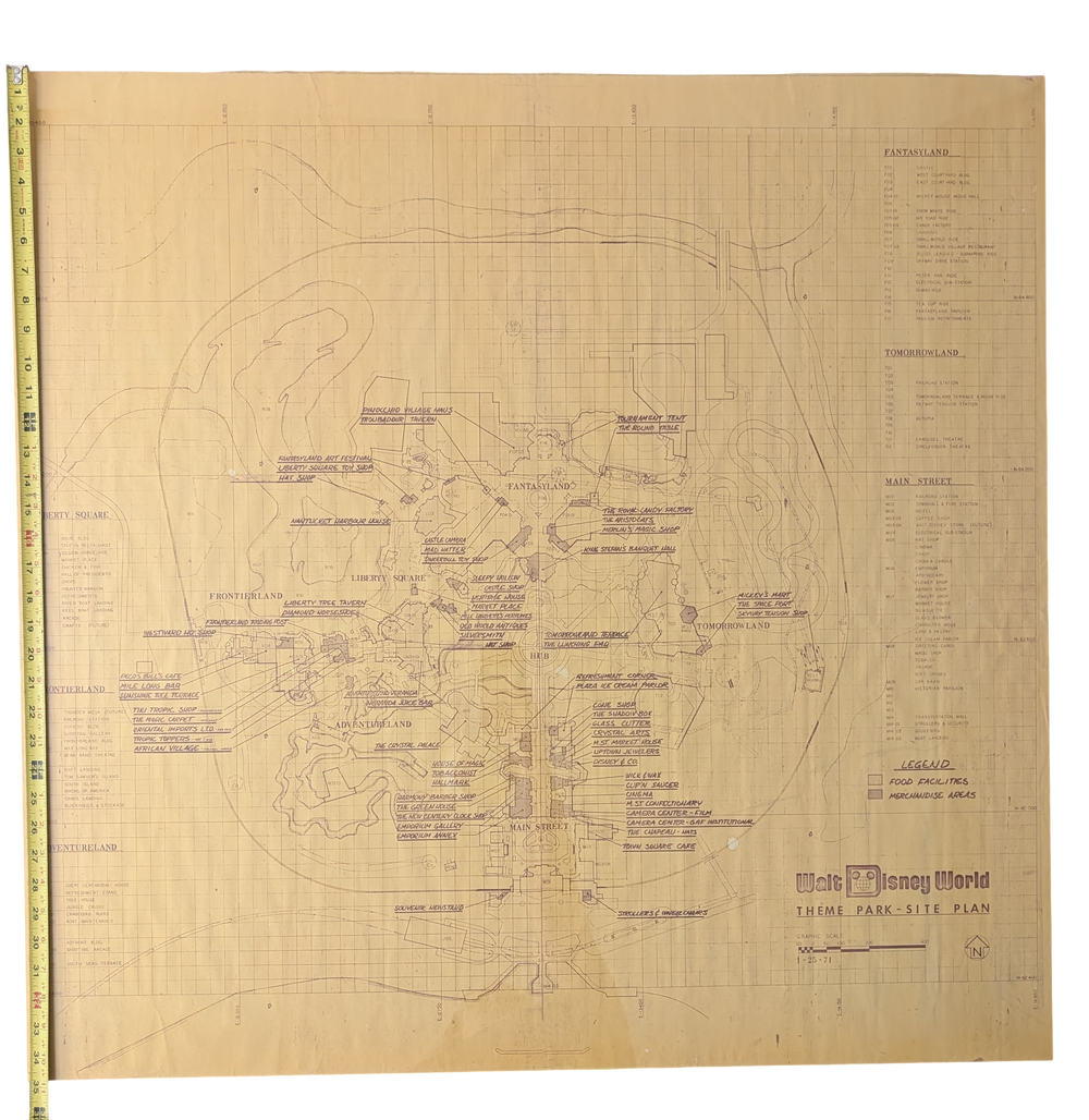 Walt Disney World Theme Park - Site Plan 01-25-71 Print 35in x 36in